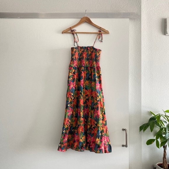 Anthropologie Farm Rio Island Cover-Up Midi Dress in Tropical Jungle Size Small - Picture 8 of 10